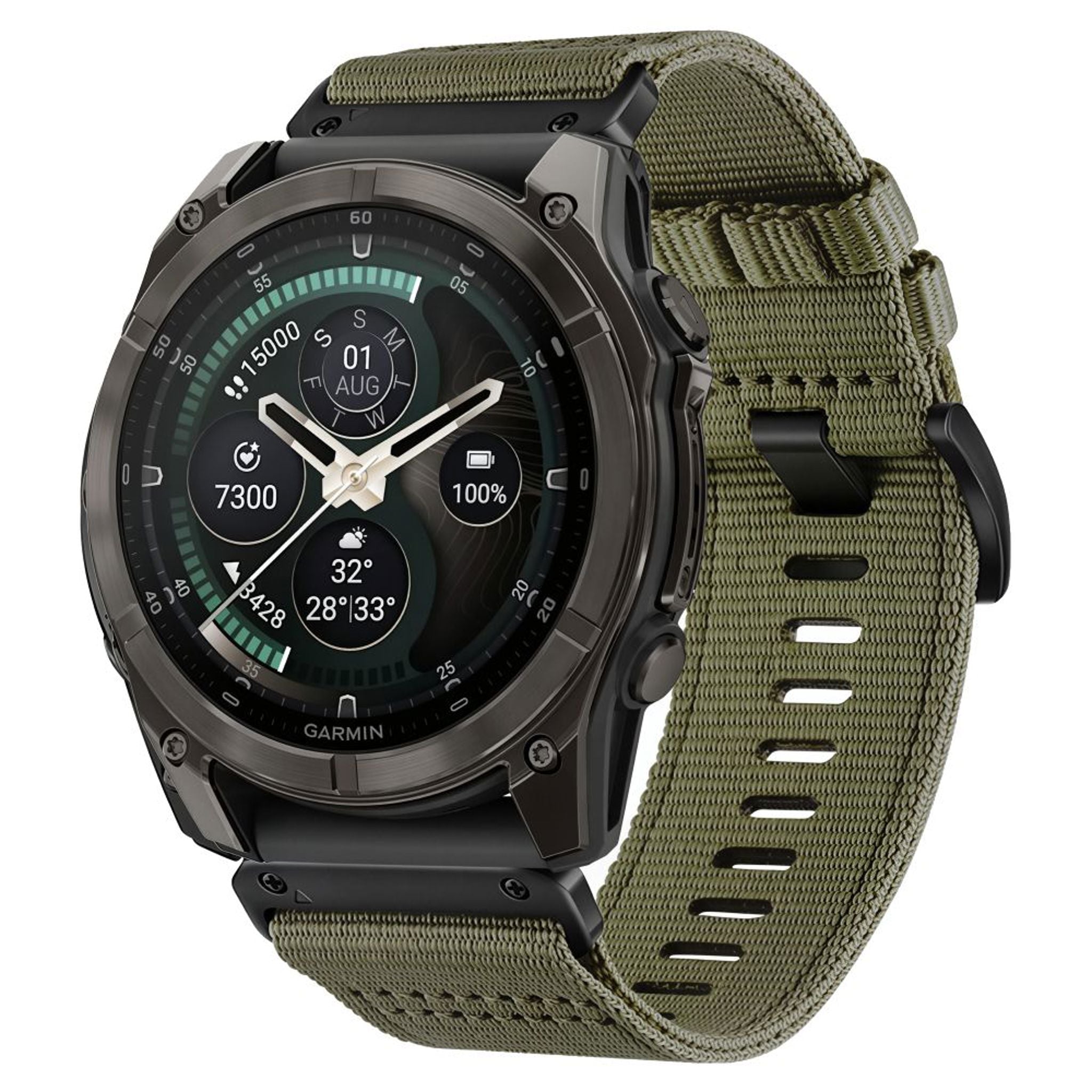 Universal Garmin 26mm QuickFit Tech-Protect Classic Nylon Rem - Grøn