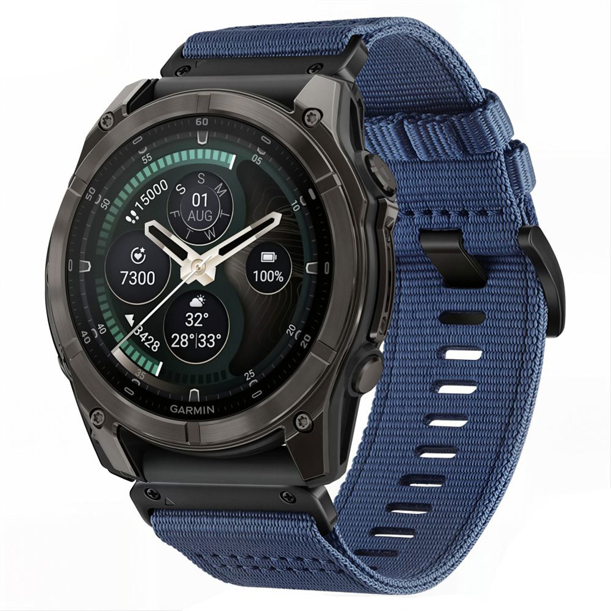 Universal Garmin 26mm QuickFit Tech-Protect Classic Nylon Rem - Blå