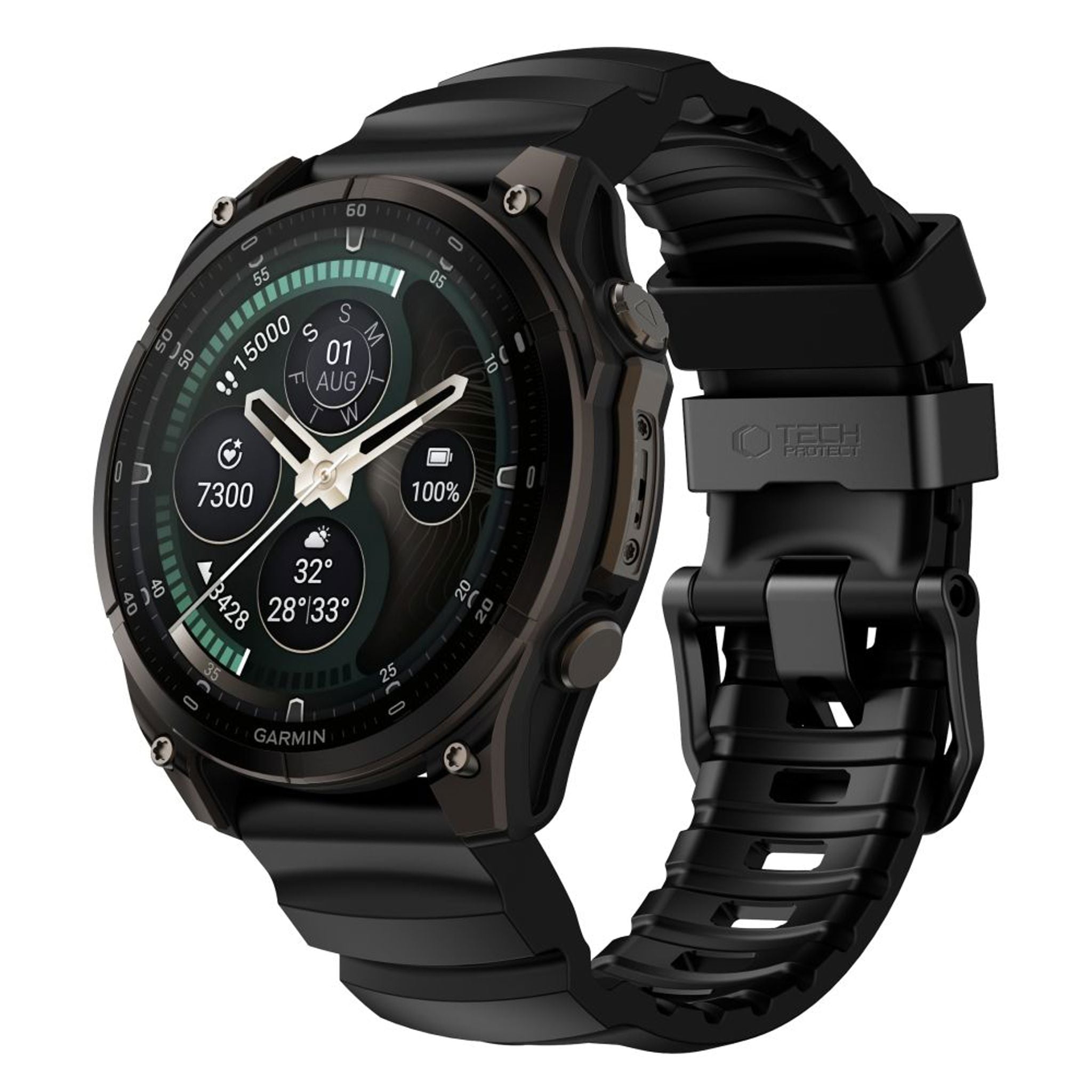 Universal Garmin 22mm QuickFit Tech-Protect Motion Urrem - Sort
