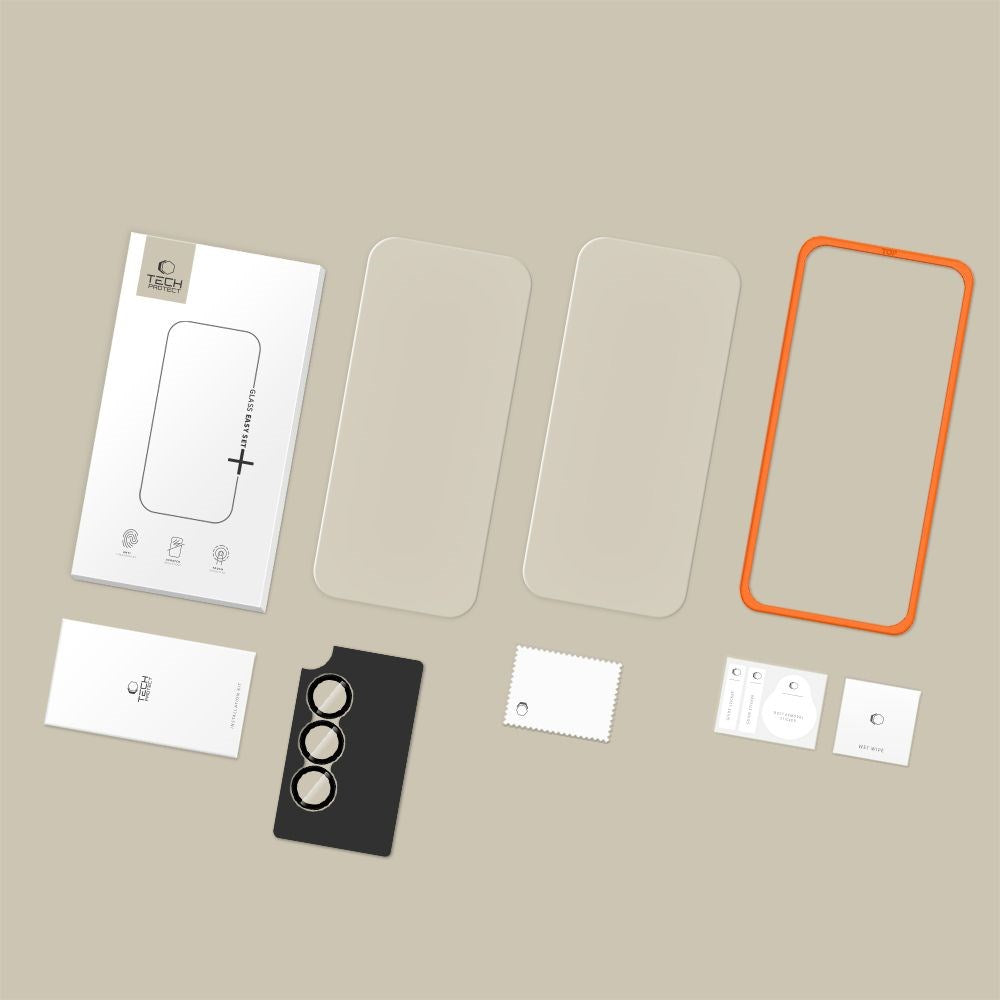 Samsung Galaxy A57 Tech-Protect Easy Set+ Beskyttelsessæt m. Skærmbeskyttelsesglas & Kameralinsebeskyttelsesglas - Gennemsigtig