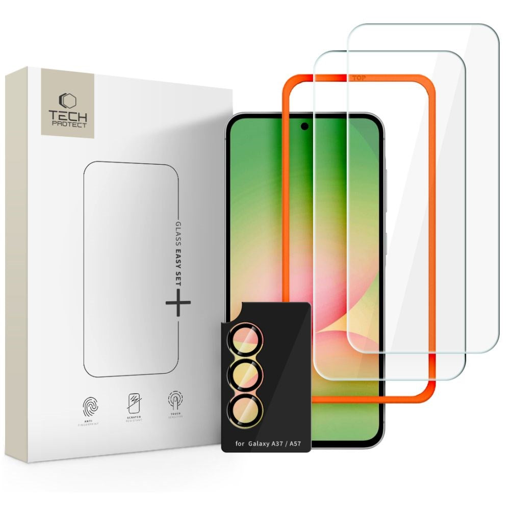 Samsung Galaxy A37 Tech-Protect Easy Set+ Beskyttelsessæt m. Skærmbeskyttelsesglas & Kameralinsebeskyttelsesglas - Gennemsigtig