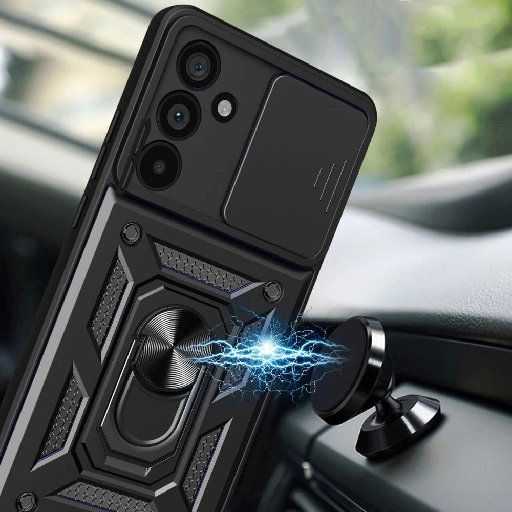 Samsung Galaxy A37 Tech-Protect Camshield m. Magnetisk Fingerring & Ståfunktion - Sort