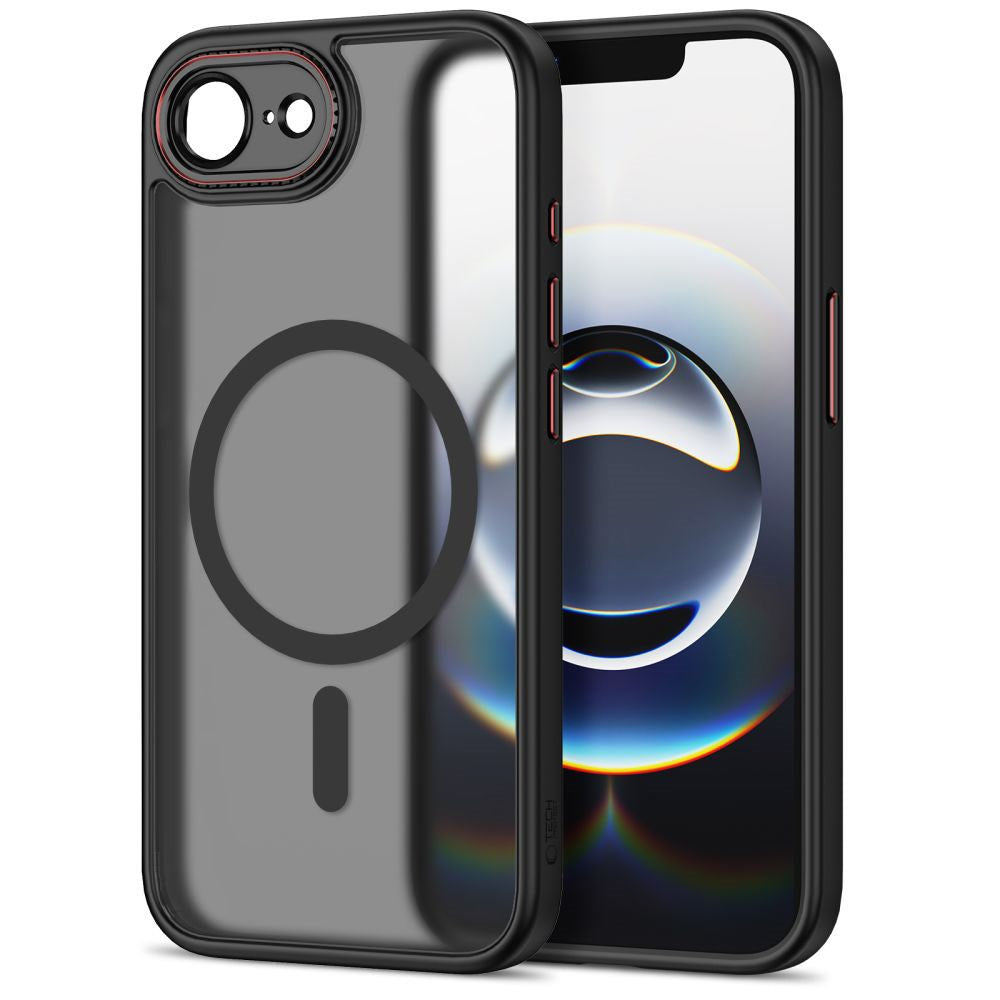 iPhone 17e / 16e Tech-Protect MagCam Cover - MagSafe Kompatibel - Gennemsigtig / Mat Sort