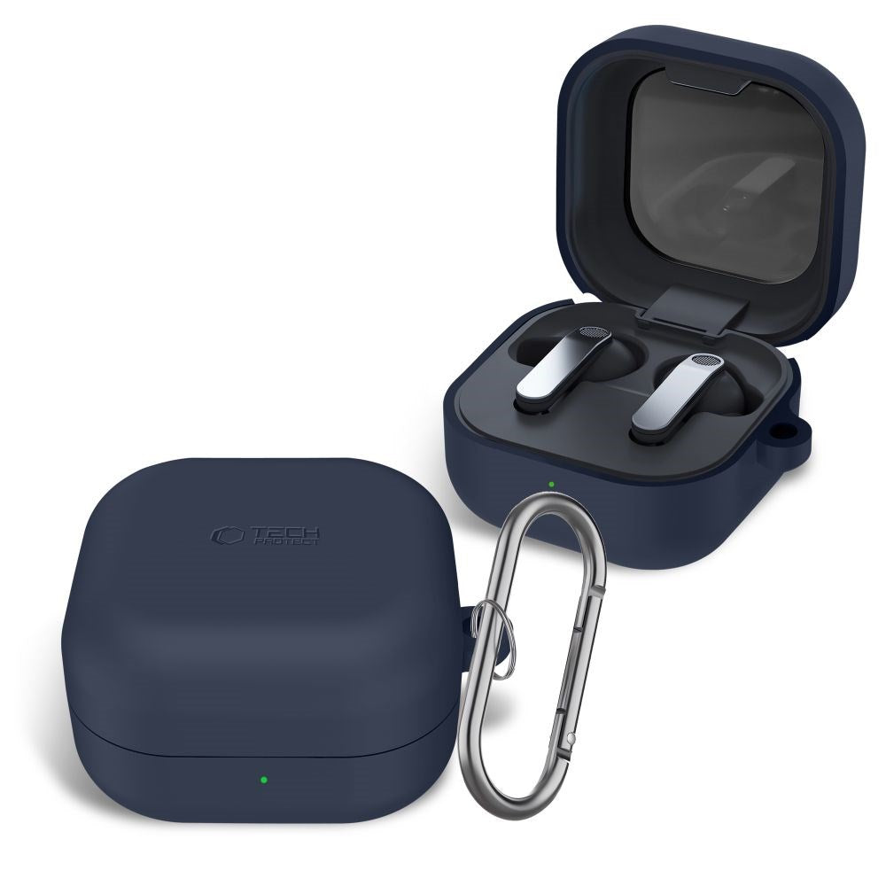 Samsung Galaxy Buds 4 / 4 Pro Tech-Protect Silikone Cover m. Karabinhage - Blå