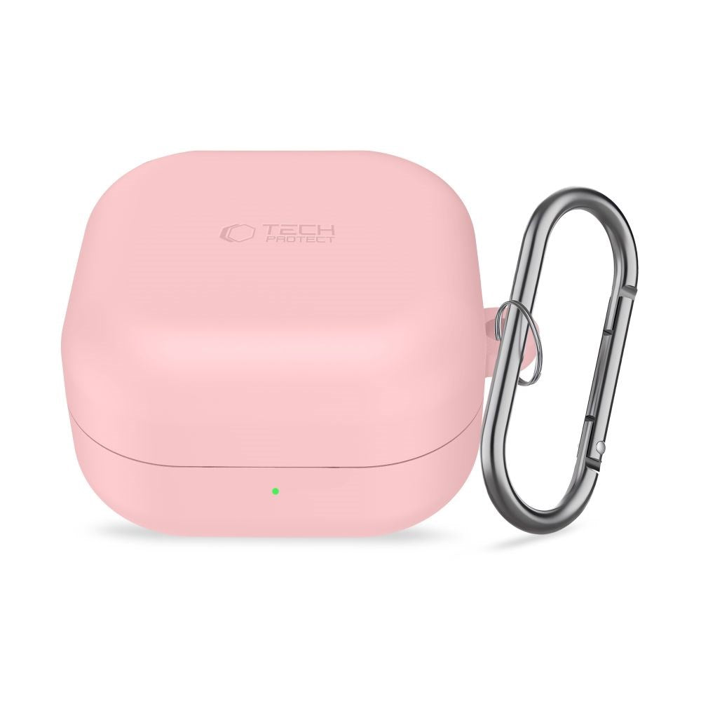 Samsung Galaxy Buds 4 / 4 Pro Tech-Protect Silikone Cover m. Karabinhage - Lyserød