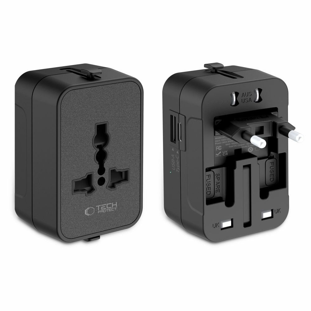 Tech-Protect TA300 Rejse Adapter - EU / UK / US / AU - Sort