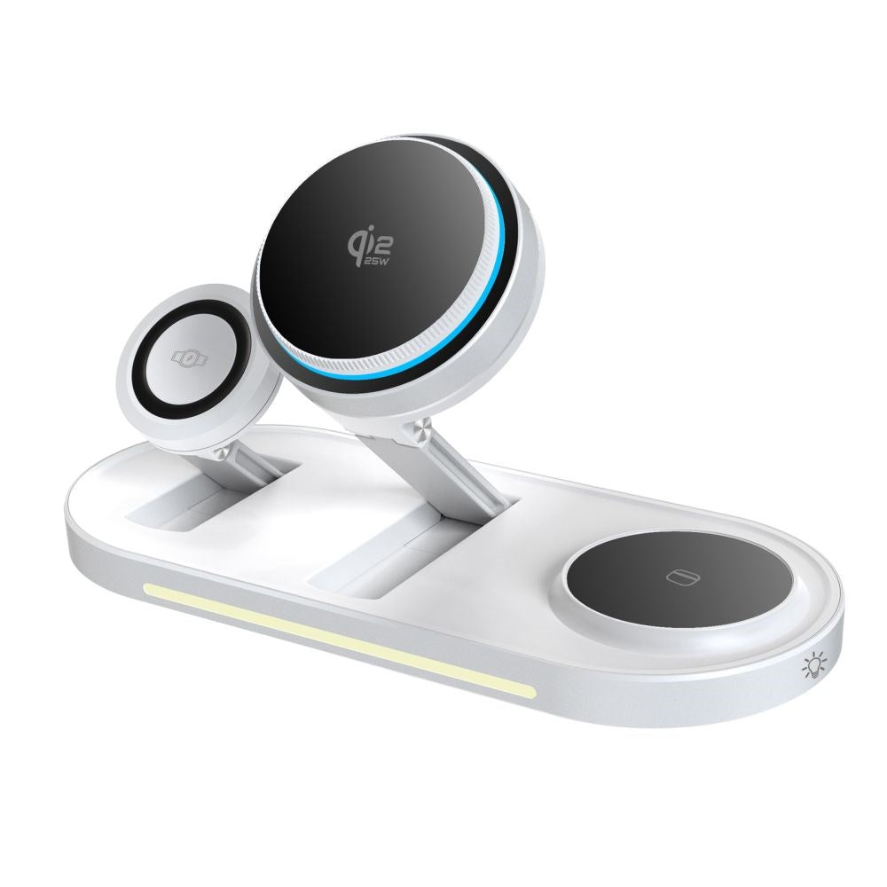 Tech-Protect A51 ARCTICBOOST 3-i-1 Trådløs Oplader 25W - MagSafe / Qi2 Kompatibel - Hvid