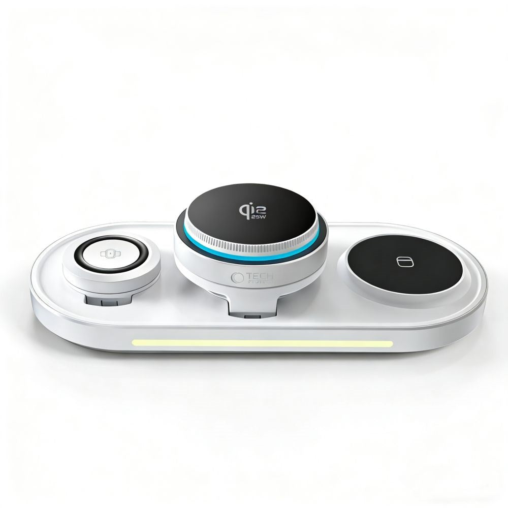 Tech-Protect A51 ARCTICBOOST 3-i-1 Trådløs Oplader 25W - MagSafe / Qi2 Kompatibel - Hvid