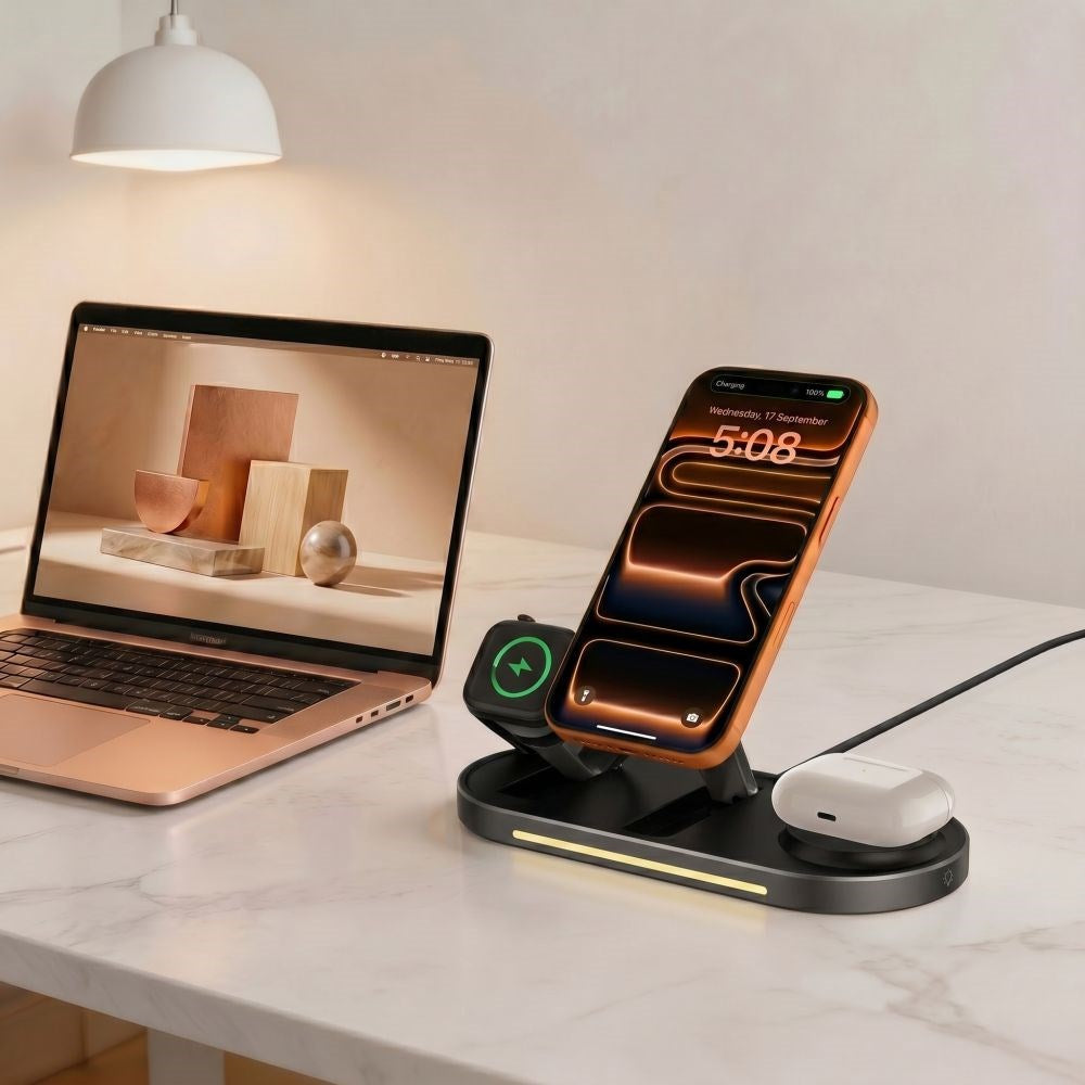 Tech-Protect A51 ARCTICBOOST 3-i-1 Trådløs Oplader 25W - MagSafe / Qi2 Kompatibel - Sort