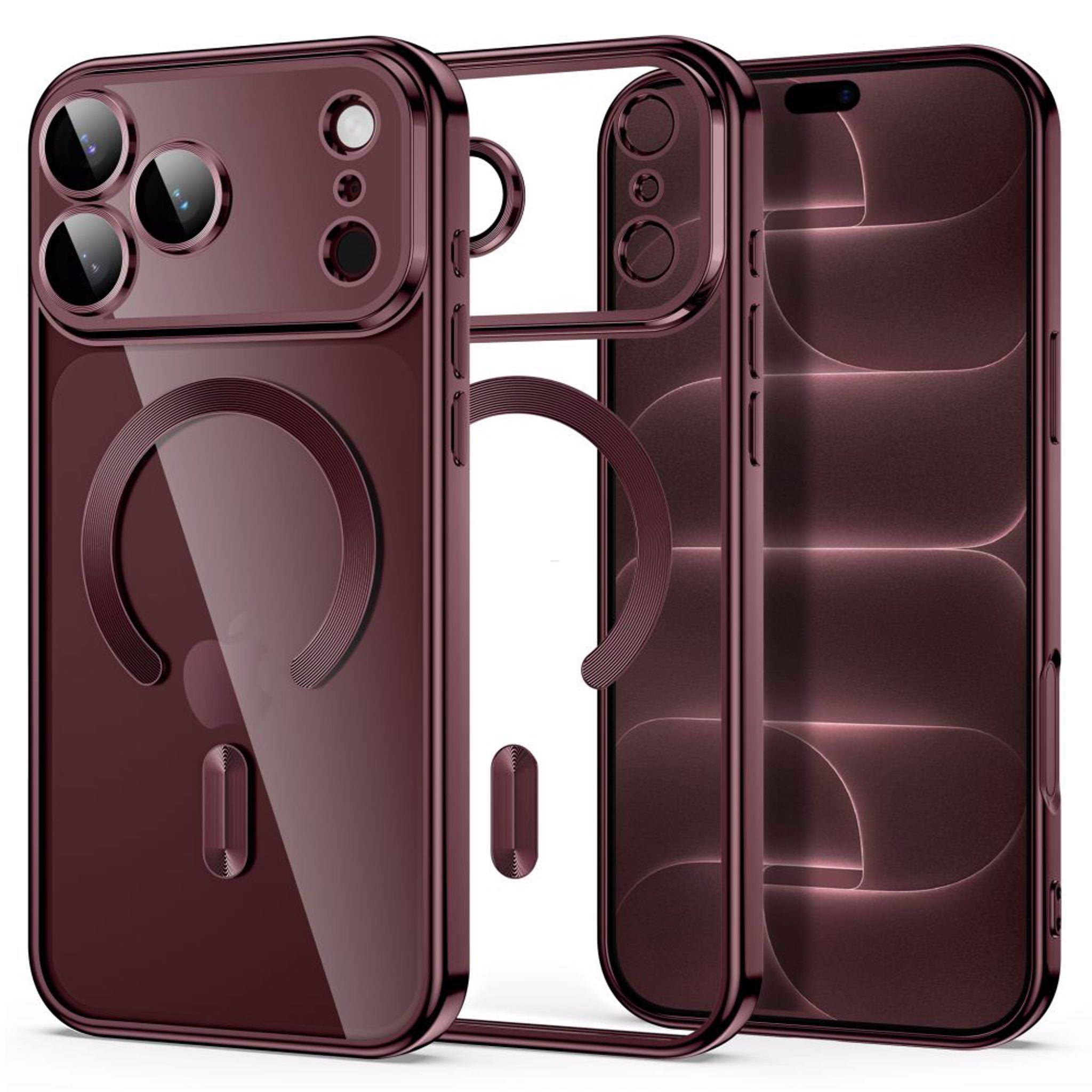 iPhone 18 Pro / 17 Pro Tech-Protect MagFlex Cover - MagSafe Kompatibel - Burgundy / Gennemsigtig
