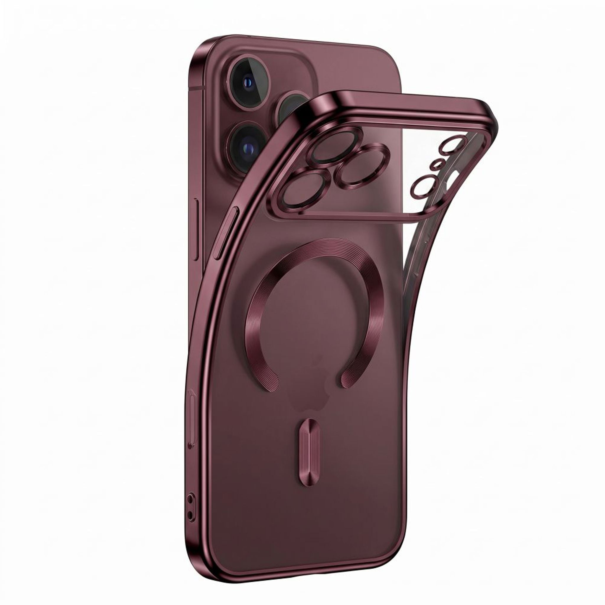 iPhone 18 Pro / 17 Pro Tech-Protect MagFlex Cover - MagSafe Kompatibel - Burgundy / Gennemsigtig