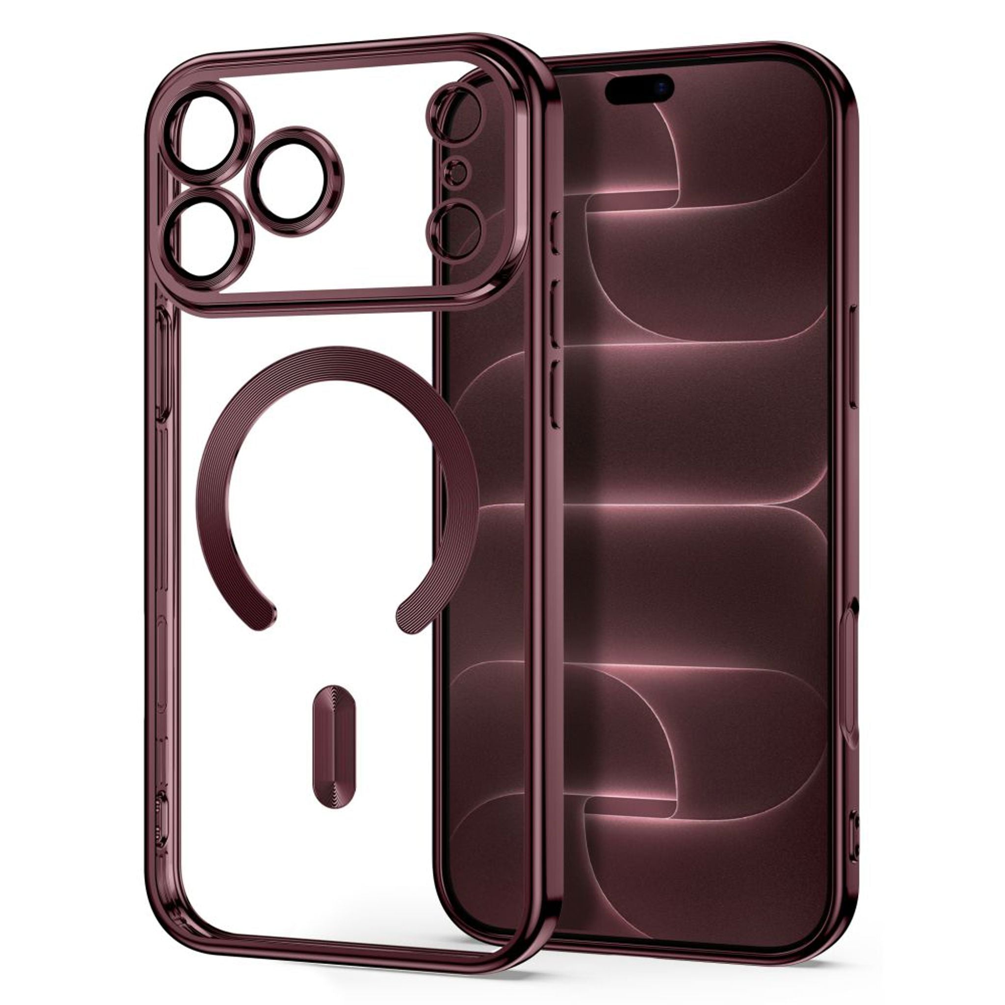 iPhone 18 Pro Max / 17 Pro Max Tech-Protect MagFlex Cover - MagSafe Kompatibel - Burgundy / Gennemsigtig