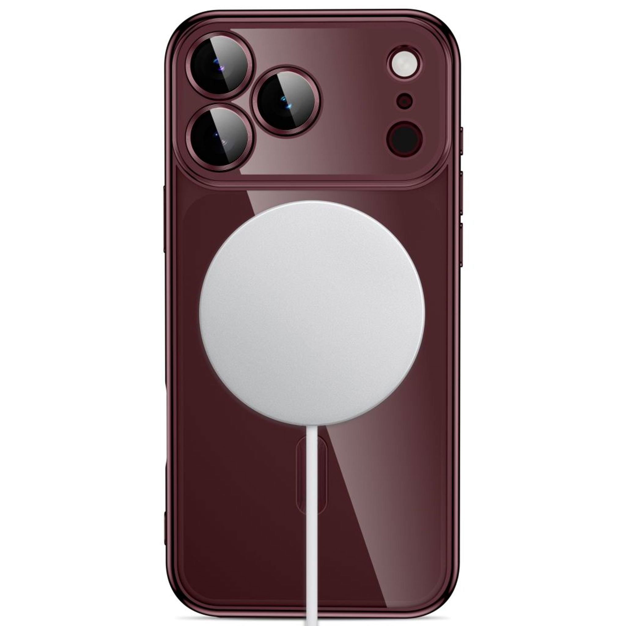 iPhone 18 Pro Max / 17 Pro Max Tech-Protect MagFlex Cover - MagSafe Kompatibel - Burgundy / Gennemsigtig