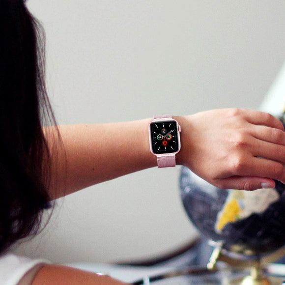 Apple Watch (38/40/SE/41/42mm) Tech-Protect Milanese Rustfri Stål Rem - Rose Gold