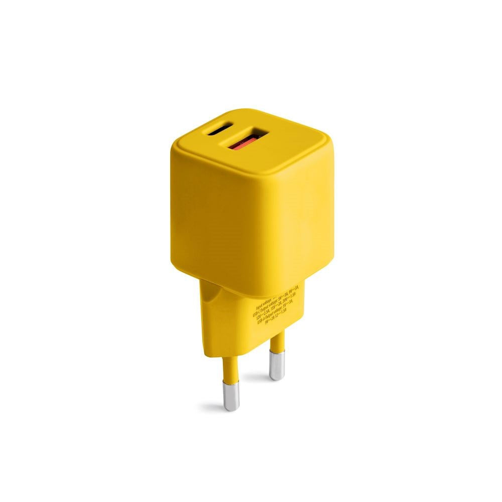 Colorum 30W Vægoplader m. 1x USB-A & 1x USB-C - Yellow