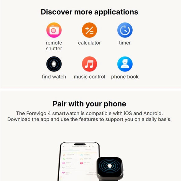 Forever ForeVigo 4 SW-330 Smartwatch m. Bluetooth & Sundhedstracker - Rose Gold