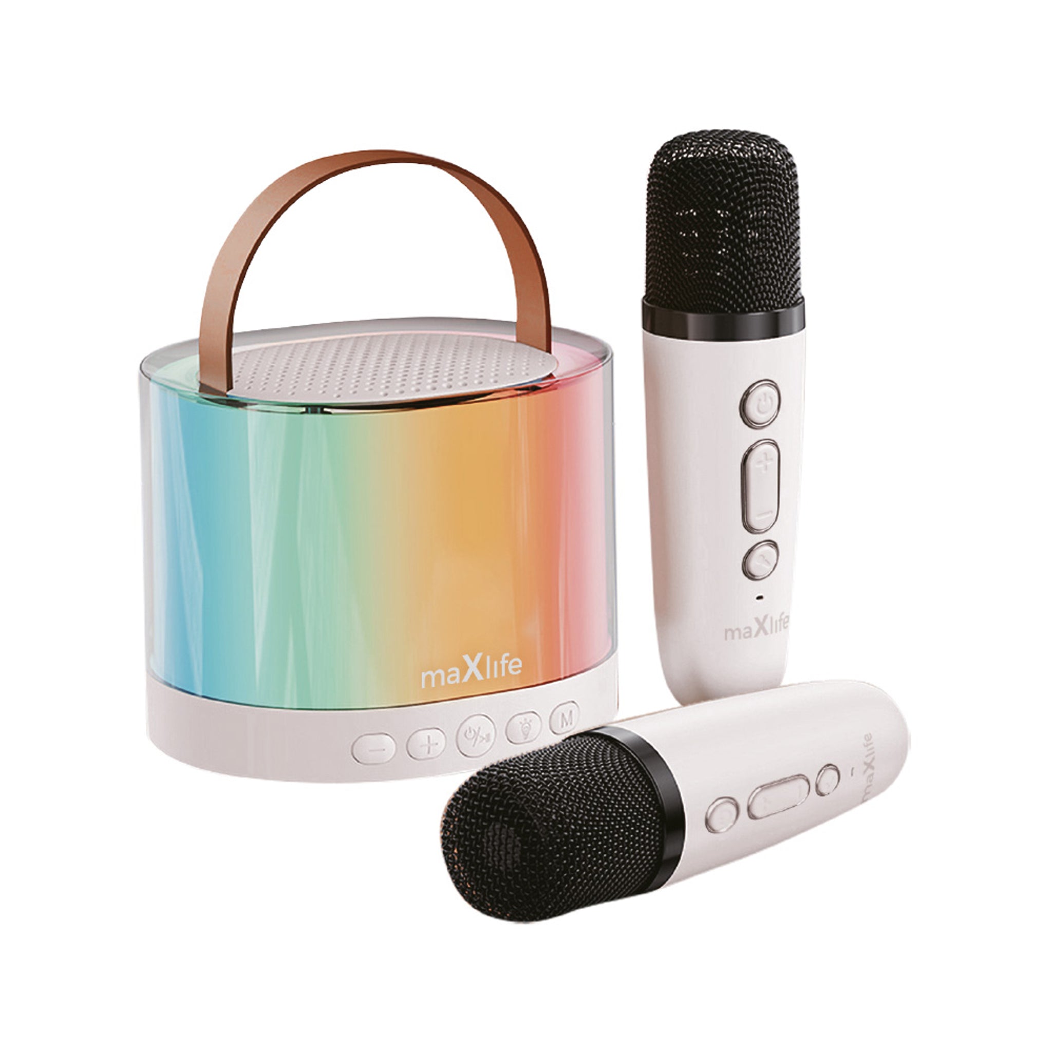 Maxlife Bluetooth Karaoke Sæt m. Højttaler & 2x Mikrofoner - Hvid