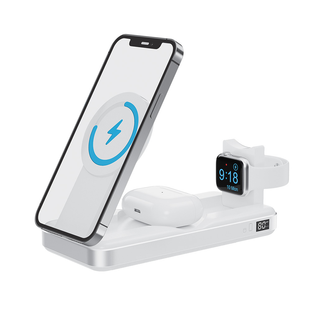Forever MATB-300 3-i-1 Magnetisk Trådløs PowerBank - 10.000 mAh - MagSafe Kompatibel - Hvid