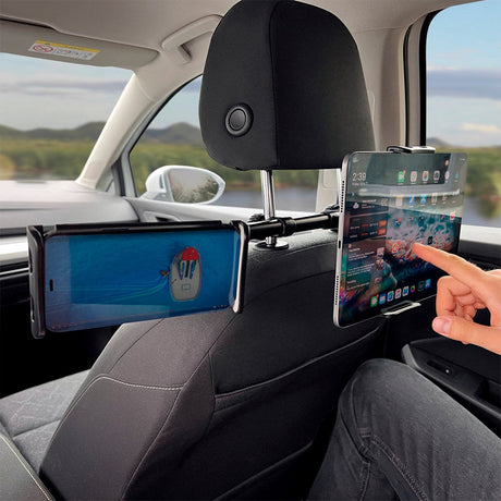 Wozinsky Dual Car Mount Til Bilens Nakkestøtte - Max Størrelse: 125 - 205mm - Sort
