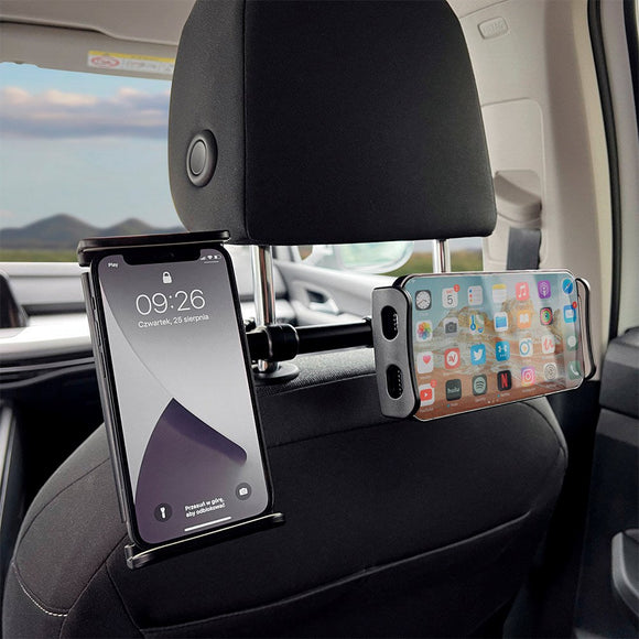 Wozinsky Dual Car Mount Til Bilens Nakkestøtte - Max Størrelse: 125 - 205mm - Sort