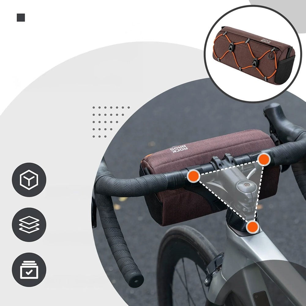 Rockbros Cykeltaske til Cykelstyr - 2.2L - Brun