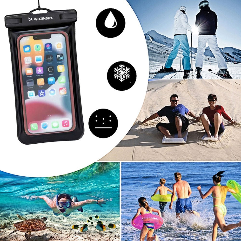 Wozinsky Universal Vandtæt Mobil Cover m. Løbearmbånd - Sort