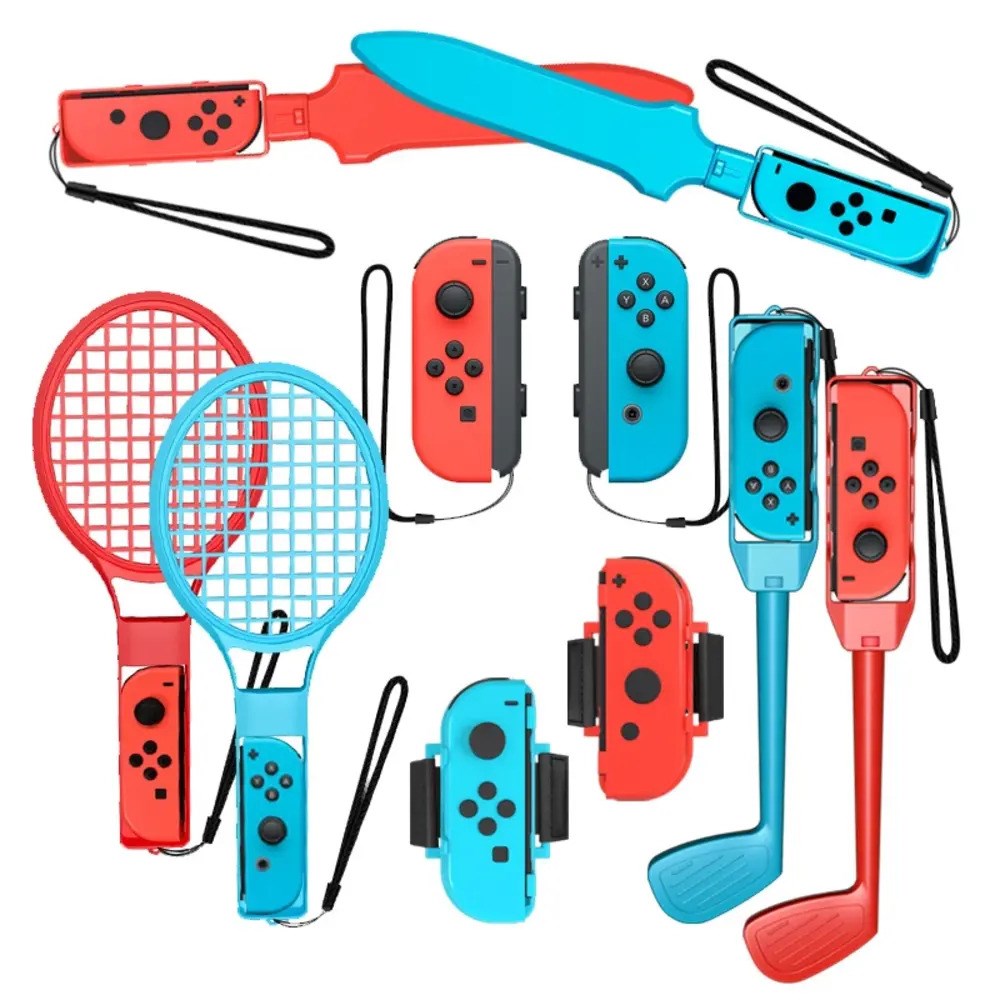 Nintendo Switch Hurtel Sportssæt 10-i-1 - Familiepakke - Rød / Blå