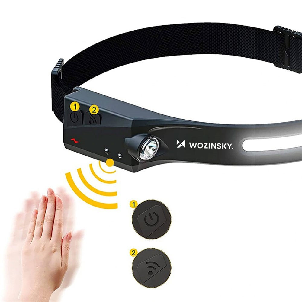 Wozinsky WLC-1200 Pandelampe med 350lm & Bevægelsessensor - Sort