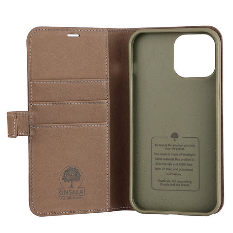 iPhone 13 Pro Max Onsala Eco Wallet - Nedbrydeligt Flip Cover m. Pung - Brun