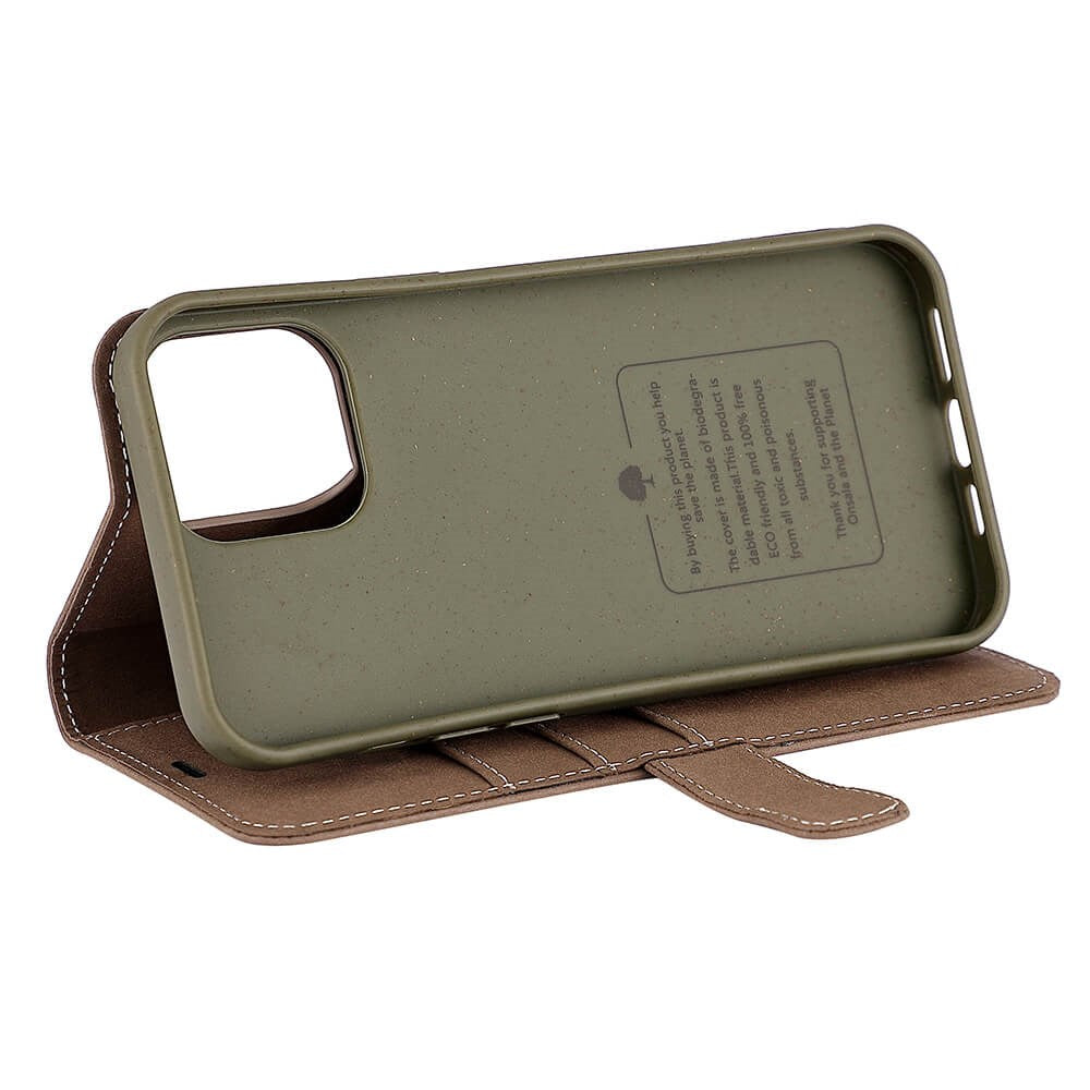 iPhone 13 Pro Max Onsala Eco Wallet - Nedbrydeligt Flip Cover m. Pung - Brun