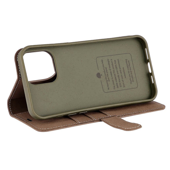 iPhone 13 Pro Max Onsala Eco Wallet - Nedbrydeligt Flip Cover m. Pung - Brun