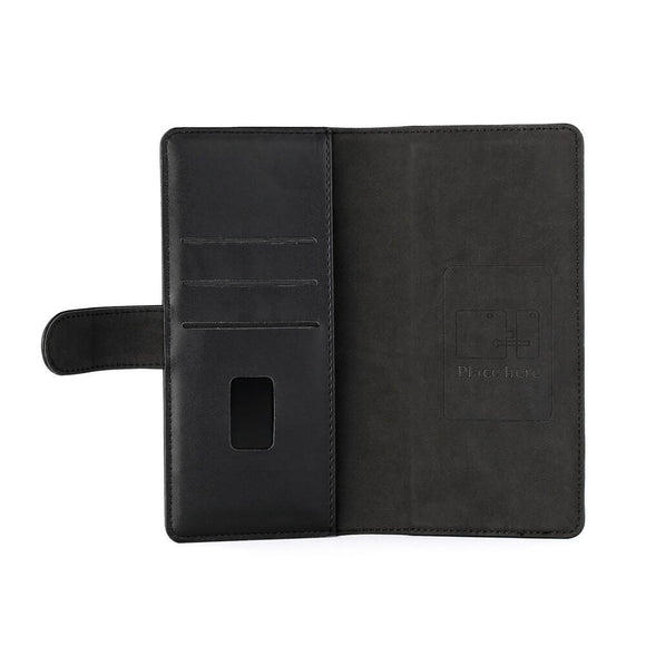 GEAR Wallet Universal Læder Cover m. Pung & Magnet Sort (Maks. Mobil: 160 x 72 x 10 mm)