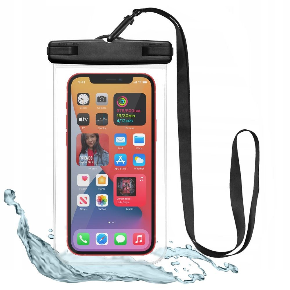 Tech-Protect Universal Vandtæt Case Etui - Sort / Gennemsigtig (Maks. Mobil: 163 x 90 x 10 mm)