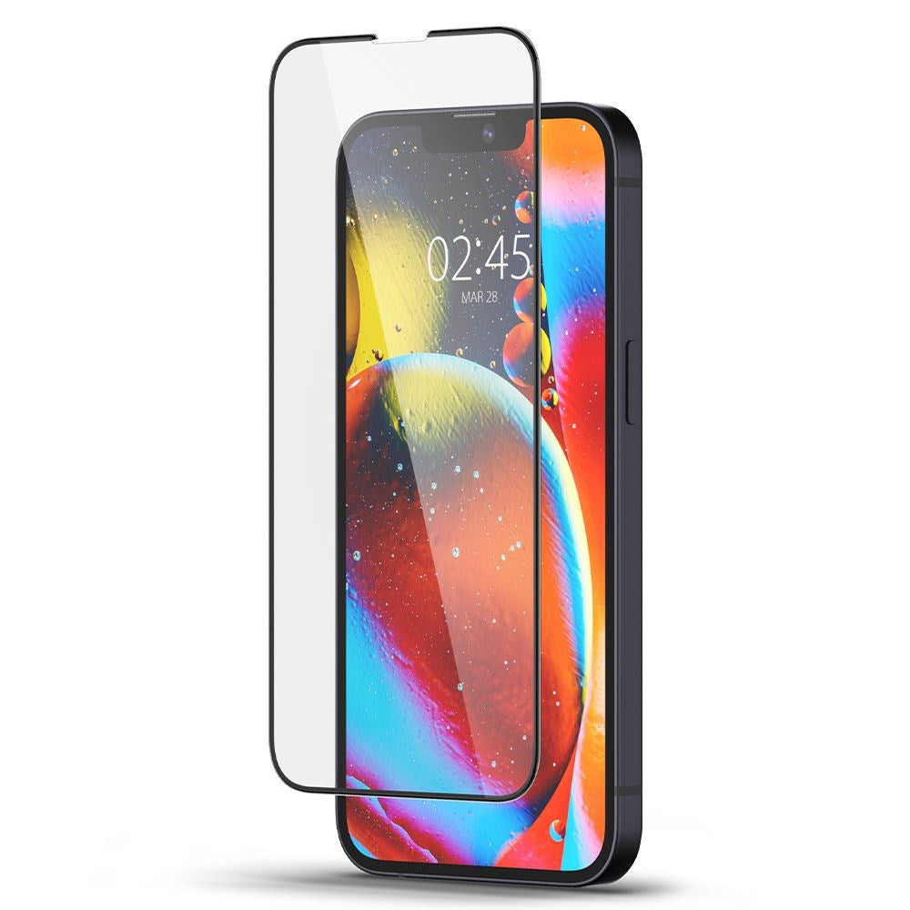 iPhone 17e / 16e / 14 / 13 / 13 Pro Spigen Glas.tr Hærdet Glas Skærmbeskyttelse - Sort Kant