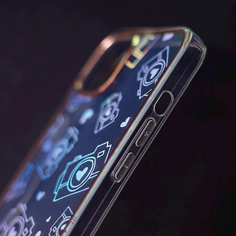 iPhone 13 Pro Hybrid Plastik Cover m. Holografisk Print - Kamera Motiv - Gennemsigtig