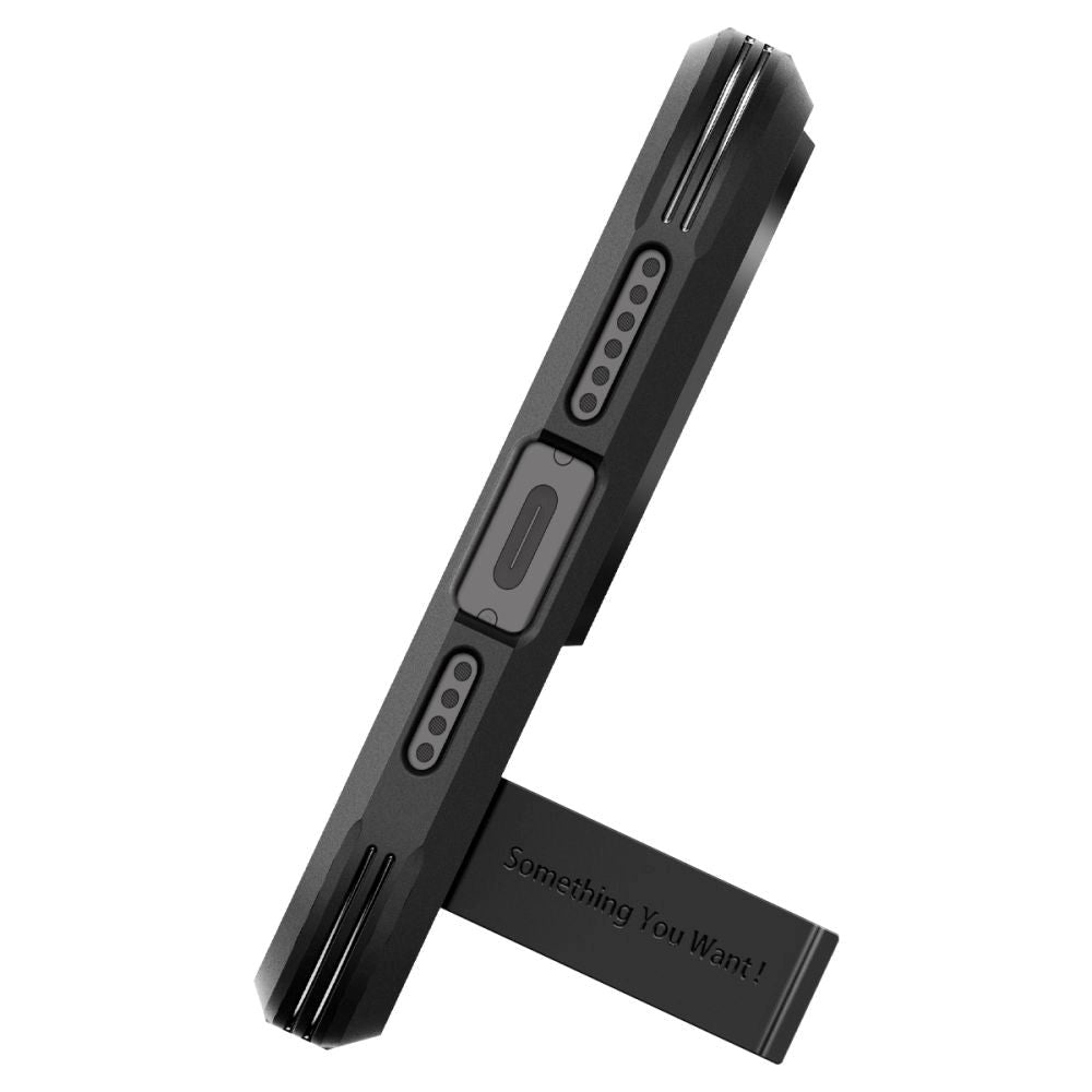iPhone 15 Pro Max Spigen Tough Armor Cover m. Kickstand - MagSafe Kompatibel - Sort