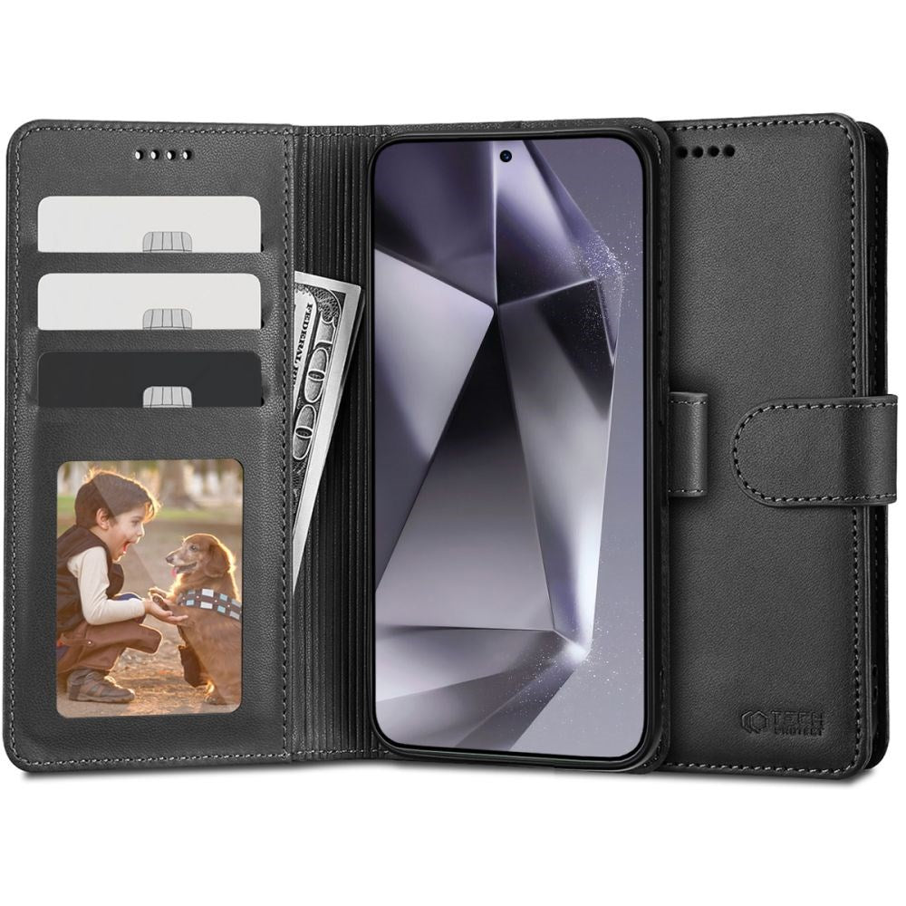 Samsung Galaxy S24 Ultra Tech-Protect Wallet m. Pung & Ståfunktion - Sort