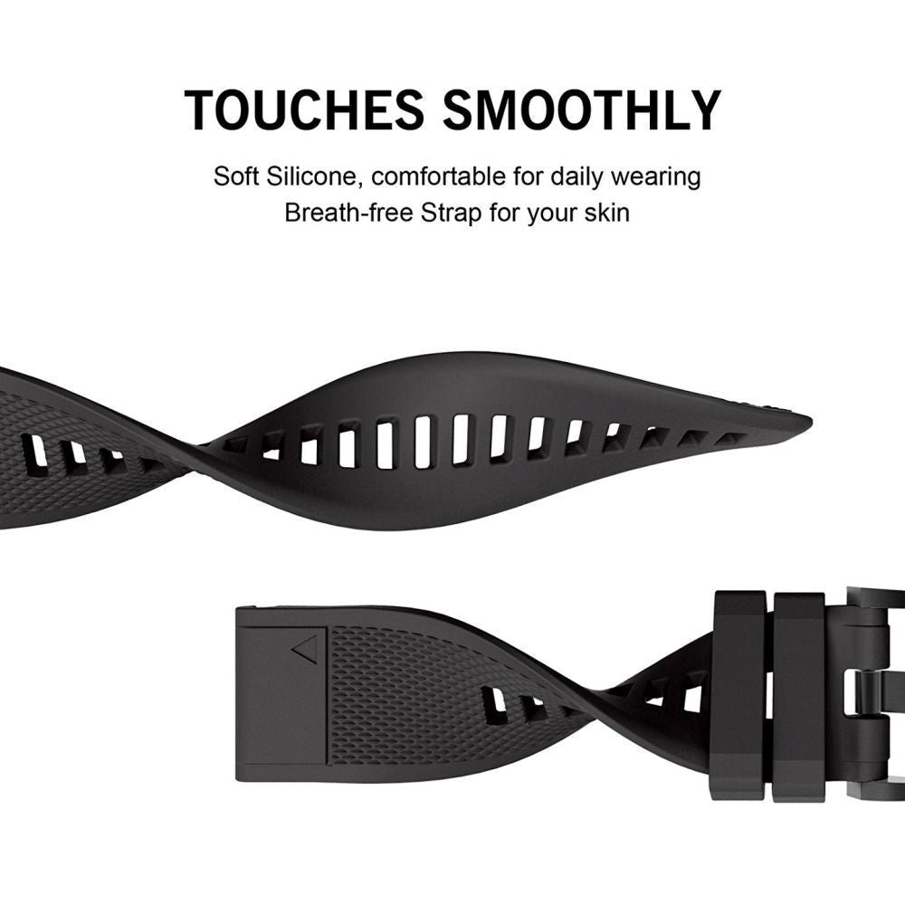 Universal Garmin 26mm QuickFit Rem Tech-Protect Smooth Silikone Rem - Sort