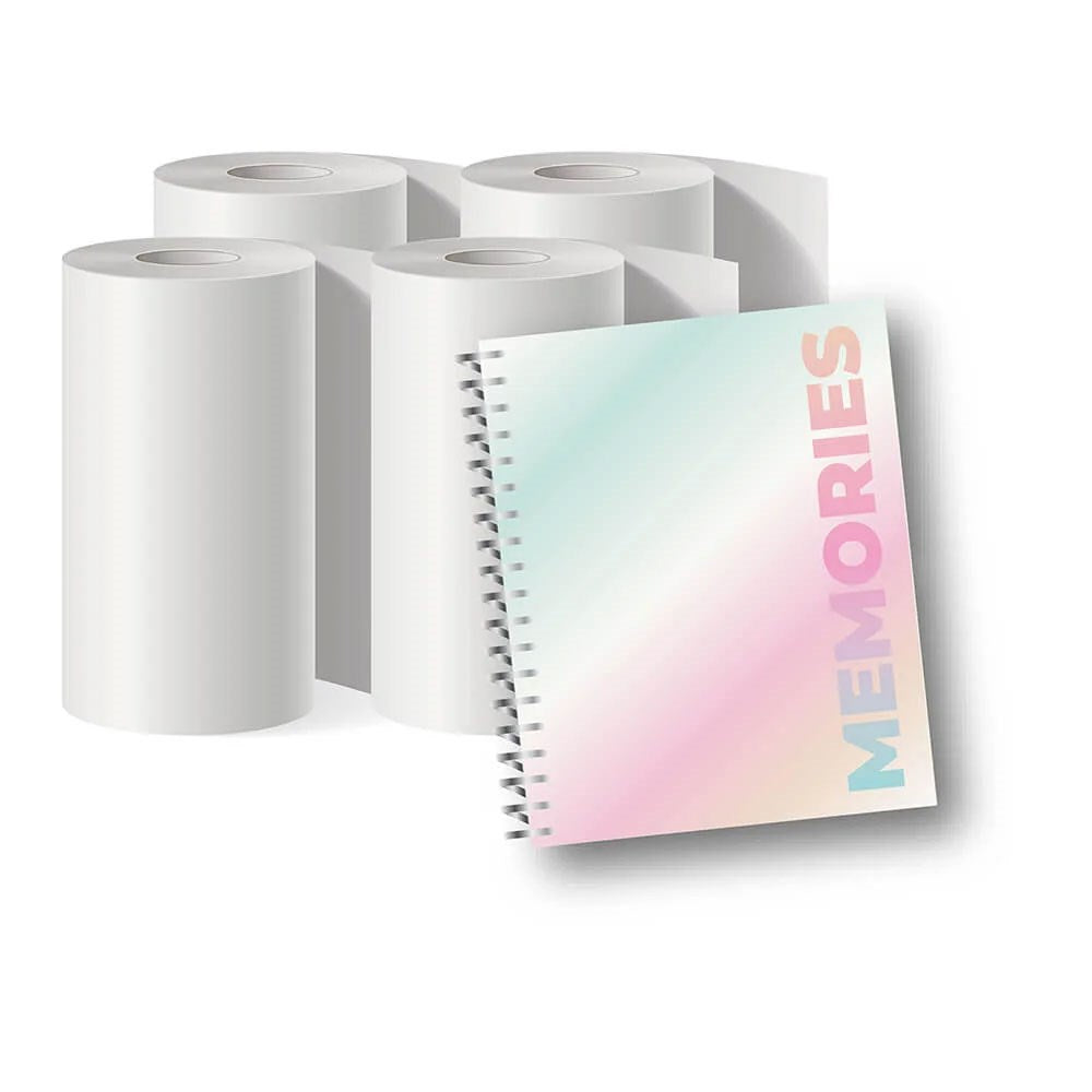MOB Fotopapir til MOB Pixiprint Kamera - inkl. Mindebog & Stickers - 4 stk - Hvid