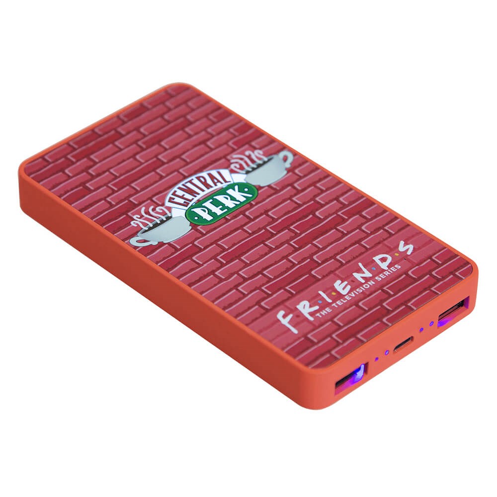 Friends 10W Lysende Powerbank m. 2 x USB-A - 6.000 mAh - Rød