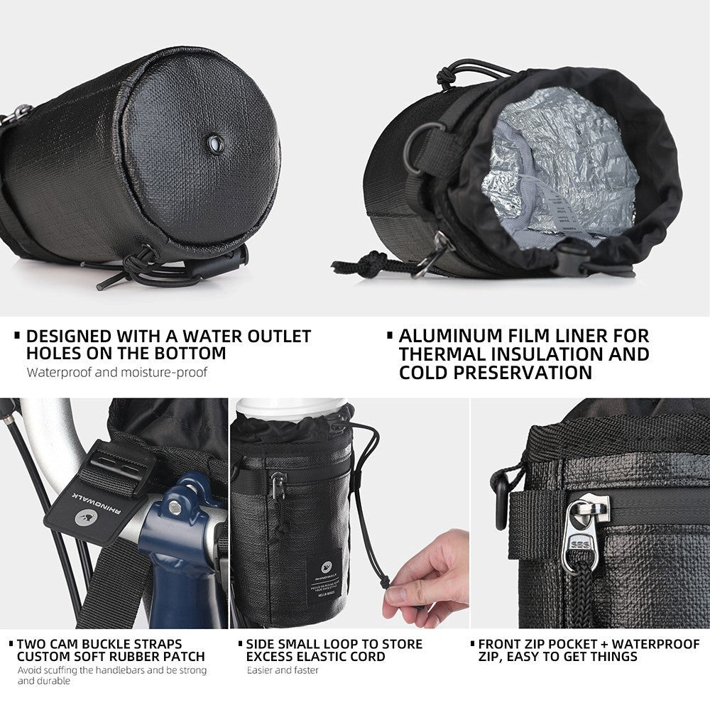 Polyester Taske til Cykelstyr m. Strop - Sort