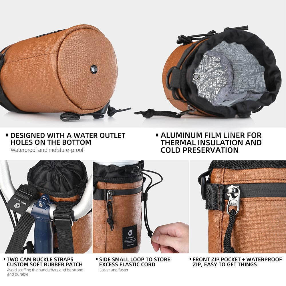 Polyester Taske til Cykelstyr m. Strop - Brun