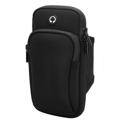 Løbearmbånd til Mobil m. Hul til Høretelefoner - 2 Lommer (Maks. Mobil: 160 x 80mm) - Sort