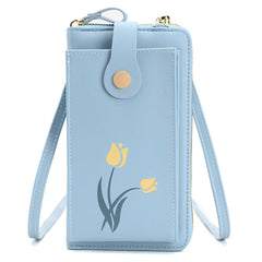 Universal Læder Mobil Clutch m. Skulderstrop (160 x 80 mm) - Blå