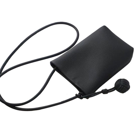Læder Crossbody Mobil Taske m. Magnet Lukning (200 x 130 mm) - Sort