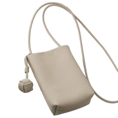 Læder Crossbody Mobil Taske m. Magnet Lukning (200 x 130 mm) - Beige