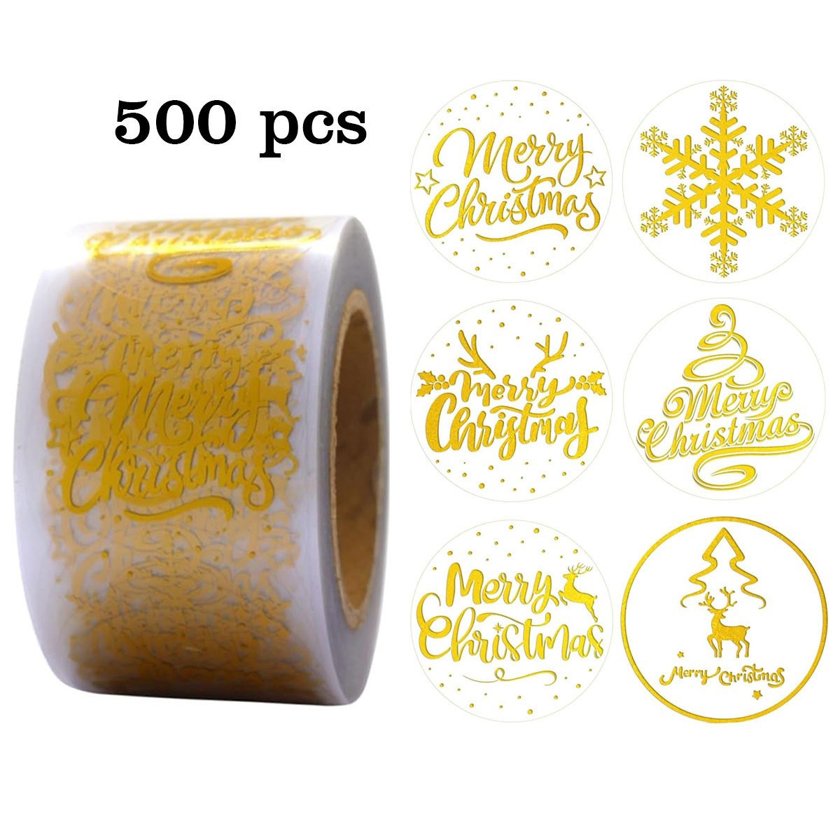 Rulle m. 500 x Klistermærker med Jule Designs - Guld
