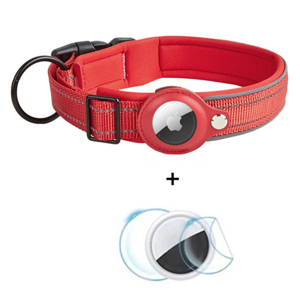 Halsbånd til Hunde med Holder til AirTag 1. & 2. Gen. - Str. S (30-37 cm) - Rød