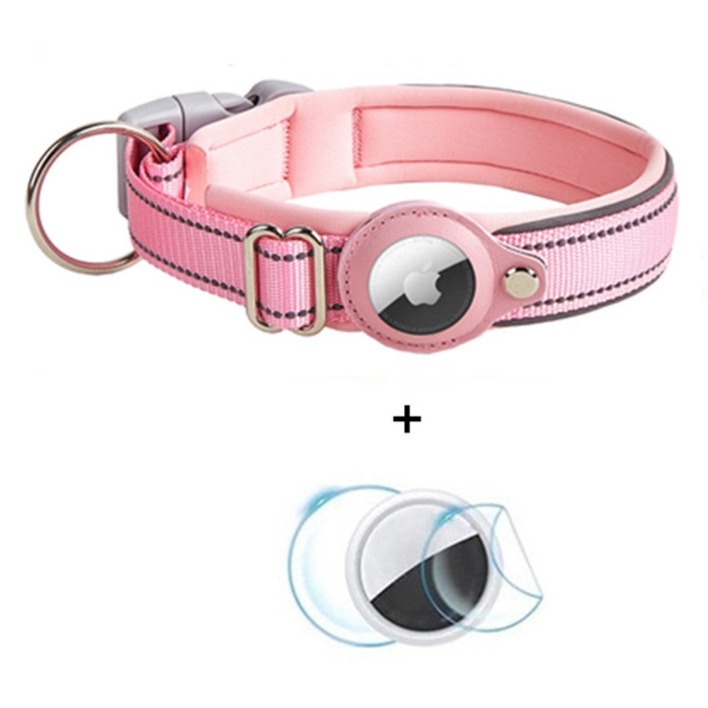 Halsbånd til Hunde med Holder til AirTag 1. & 2. Gen. - Str. S (30-37 cm) - Lyserød