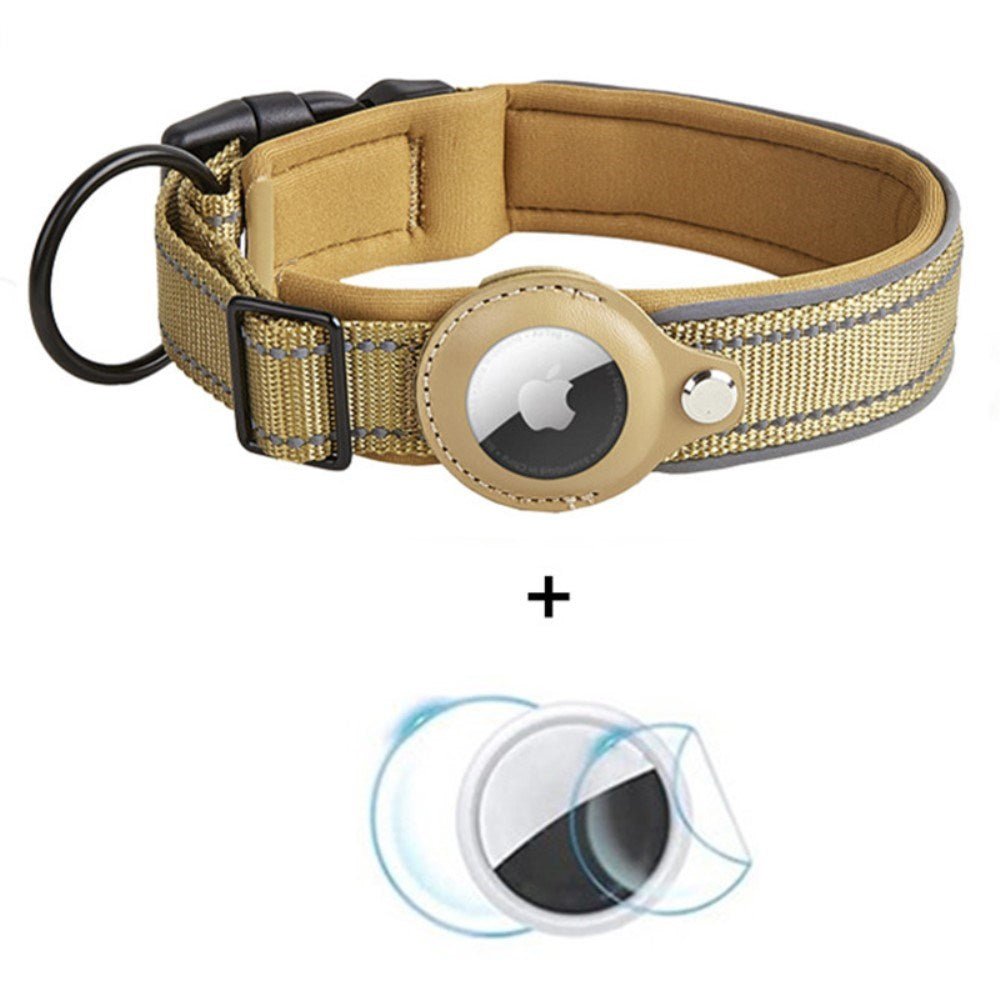Halsbånd til Hunde med Holder til AirTag 1. & 2. Gen. - Str. M (38-45 cm) - Beige